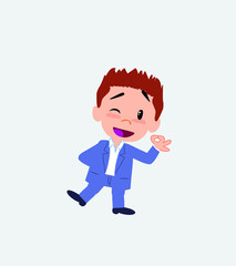 Businessman in casual style doing the OK sign with his hand.