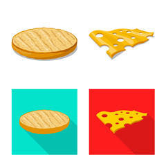 Isolated object of burger and sandwich sign. Collection of burger and slice stock symbol for web.