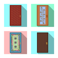 Vector illustration of door and front logo. Set of door and wooden vector icon for stock.