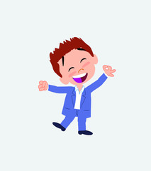 Businessman in casual style exulting in happiness