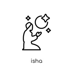 Isha icon. Trendy modern flat linear vector Isha icon on white background from thin line Religion collection