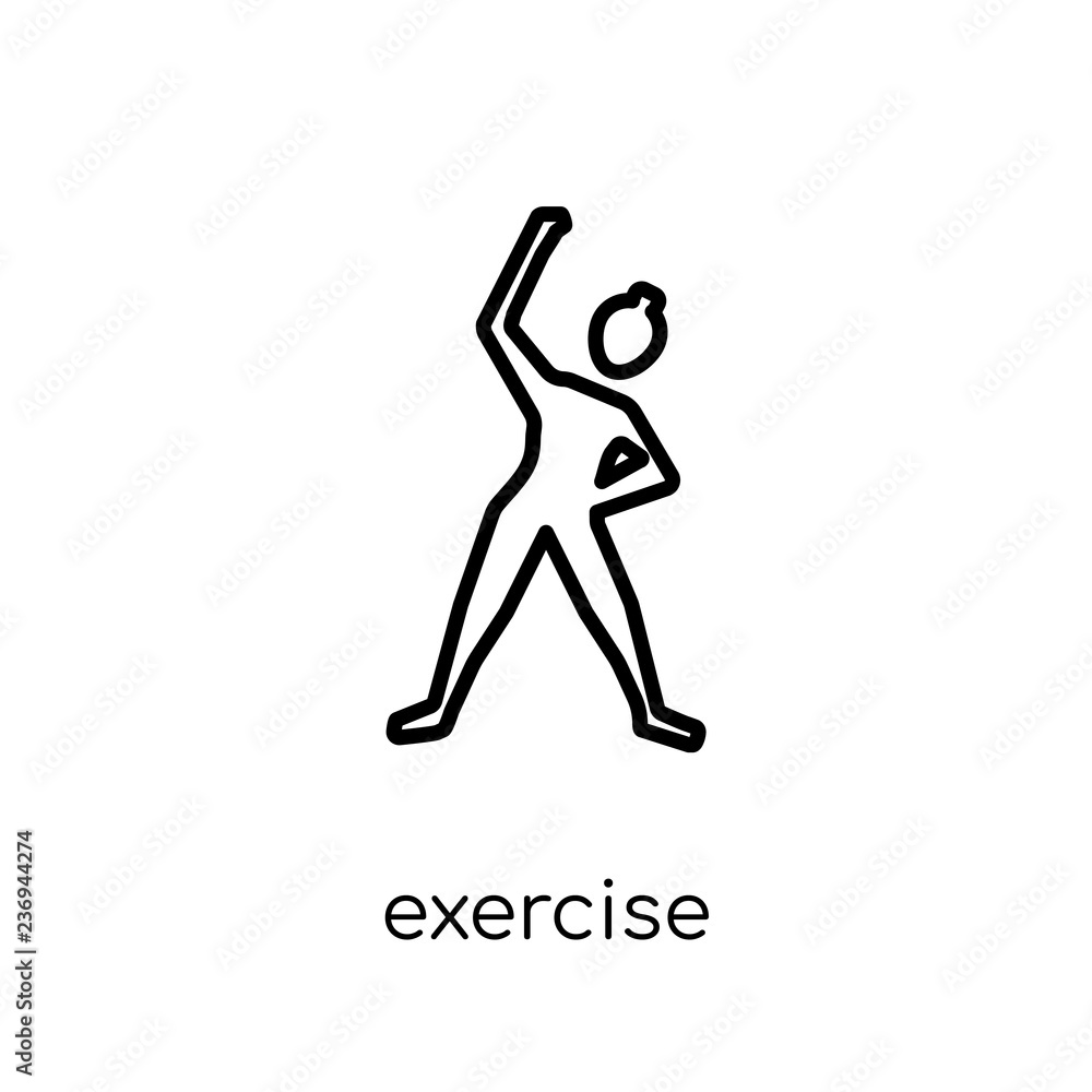 Poster exercise icon. trendy modern flat linear vector exercise icon on white background from thin line gym