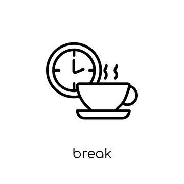 Break Icon. Trendy Modern Flat Linear Vector Break Icon On White Background From Thin Line Collection, Outline Vector Illustration