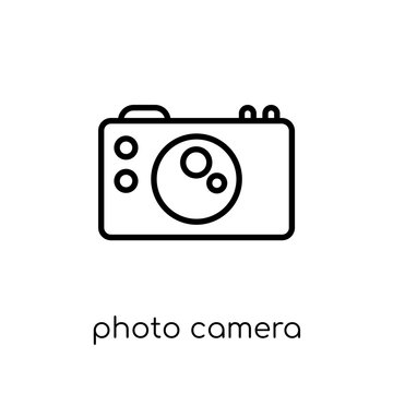 Photo camera icon. Trendy modern flat linear vector Photo camera icon on white background from thin line Electronic devices collection