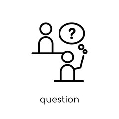 Question icon. Trendy modern flat linear vector Question icon on white background from thin line E-learning and education collection