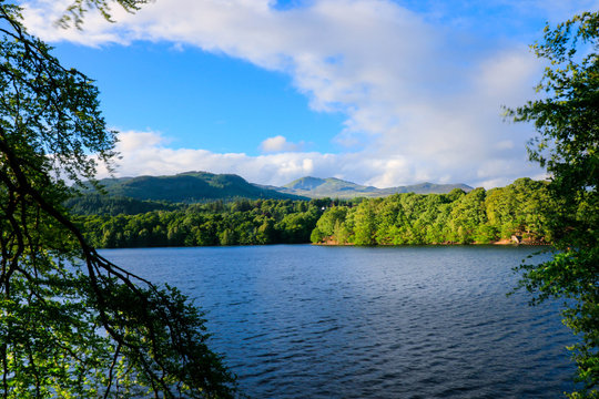 landscape of loch faskally in pitlochry scotland