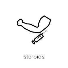 Steroids icon. Trendy modern flat linear vector Steroids icon on white background from thin line Gym and fitness collection