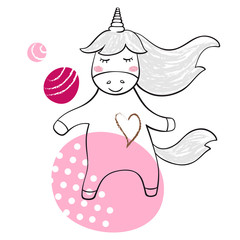 Dancing bear baby print. Cute animal listens to music with simple abstract design.