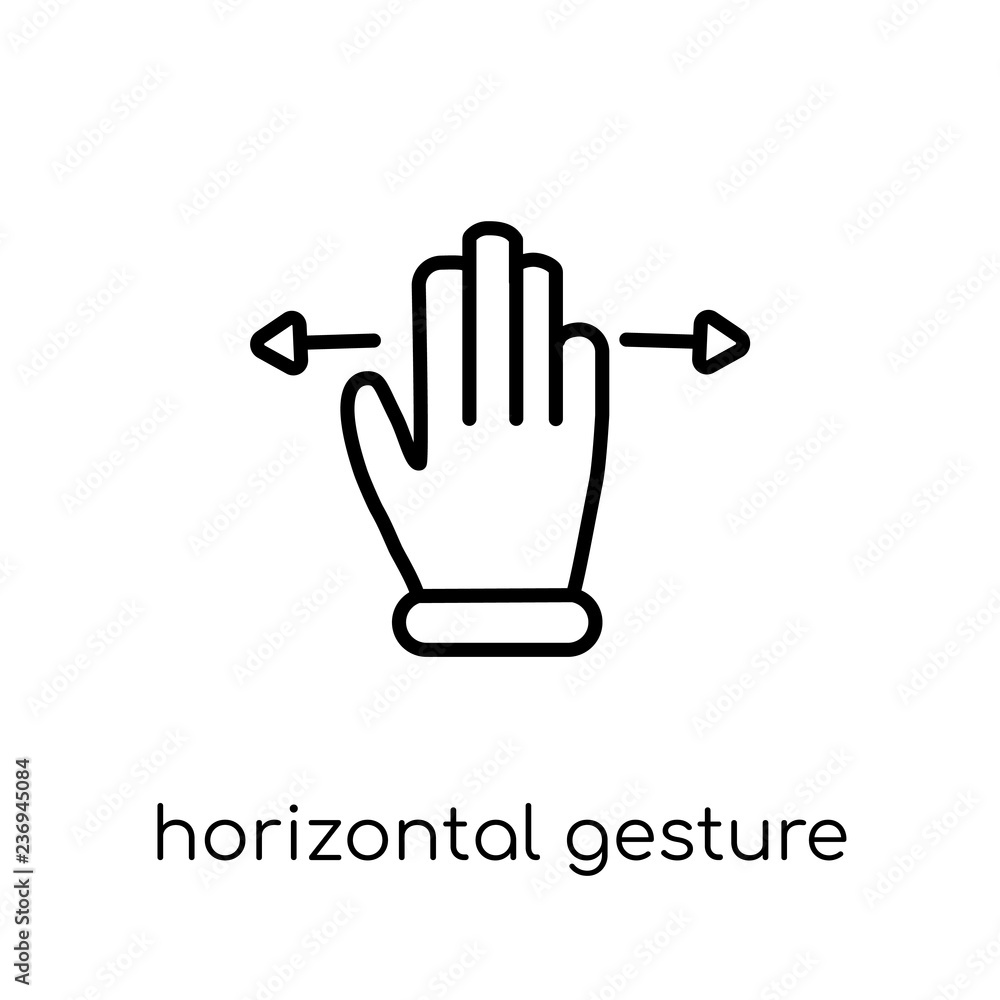 Poster horizontal gesture icon. trendy modern flat linear vector horizontal gesture icon on white backgroun