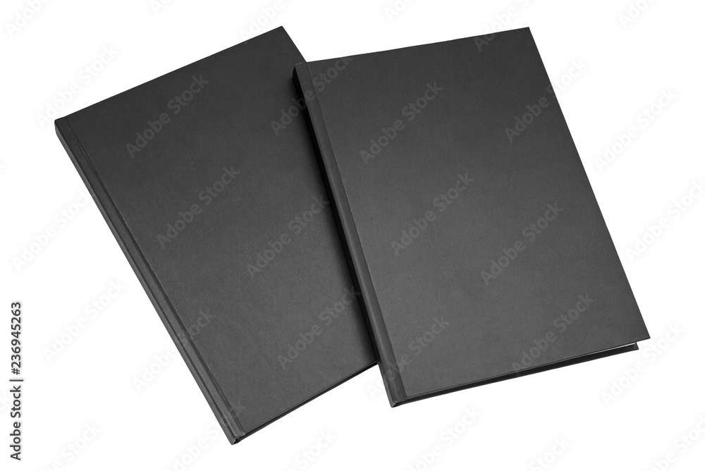 Wall mural two black books isolated on white background