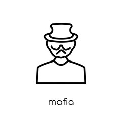 Mafia icon. Trendy modern flat linear vector Mafia icon on white background from thin line Professions collection