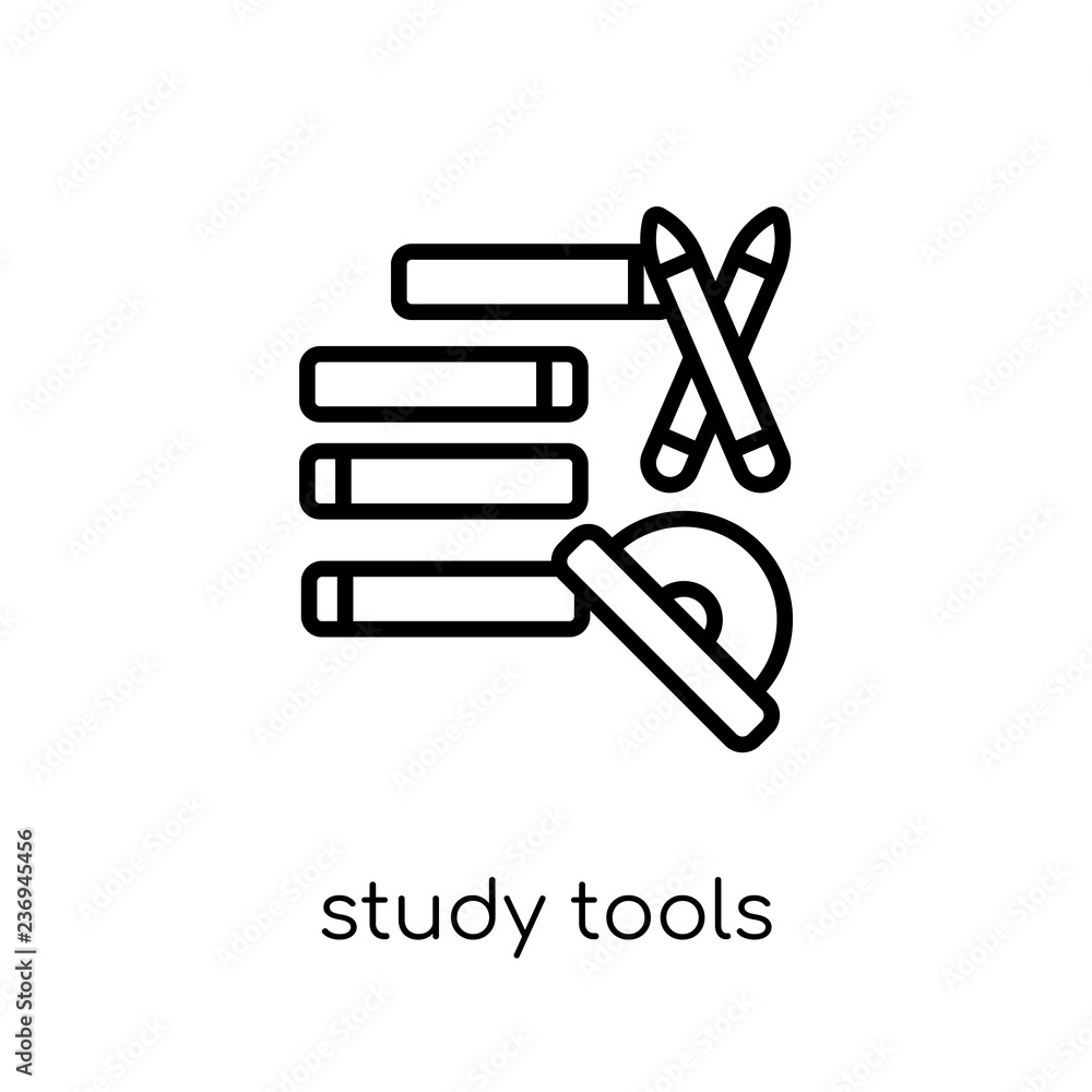 Poster study tools icon. trendy modern flat linear vector study tools icon on white background from thin li