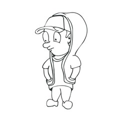 Boy wearing hoodie coloring page book