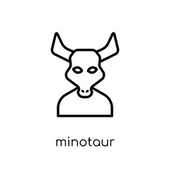 Minotaur icon. Trendy modern flat linear vector Minotaur icon on white background from thin line Fairy Tale collection