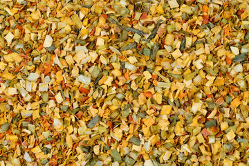 Variety of spices and herbs background