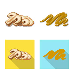 Vector design of burger and sandwich symbol. Collection of burger and slice stock symbol for web.