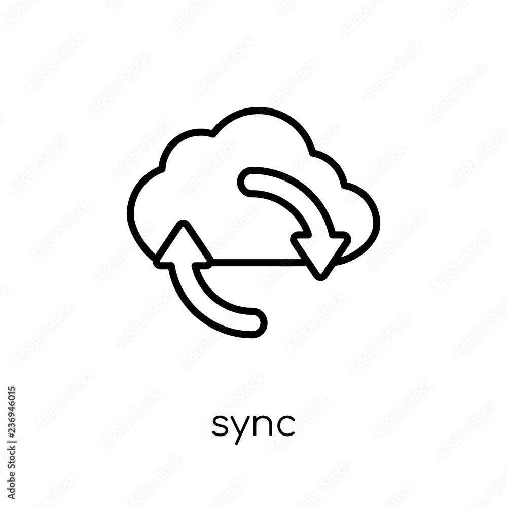 Aufkleber sync icon. trendy modern flat linear vector sync icon on white background from thin line internet se