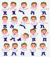 Cartoon character businessman in casual style. Set with different postures, attitudes and poses, doing different activities in isolated vector illustrations.