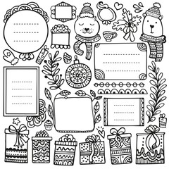 Bullet journal and Christmas doodle vector elements