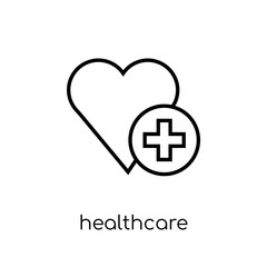 Healthcare icon. Trendy modern flat linear vector Healthcare icon on white background from thin line Health and Medical collection