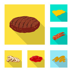 Vector illustration of burger and sandwich icon. Set of burger and slice stock vector illustration.