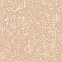 Seamless pattern with gingerbread cookies