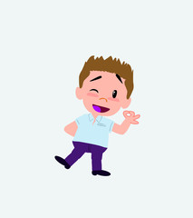 Businessman in casual style doing the OK sign with his hand.