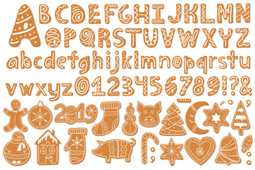 Set of alphabet holidays gingerbread cookies