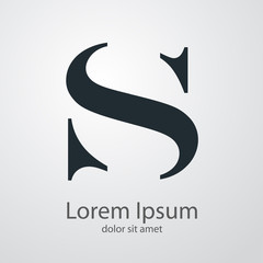 Obraz premium Icono plano con letra S en espacio negativo en fondo gris