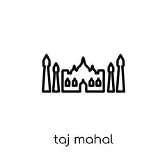 Taj mahal icon. Trendy modern flat linear vector Taj mahal icon on white background from thin line india collection