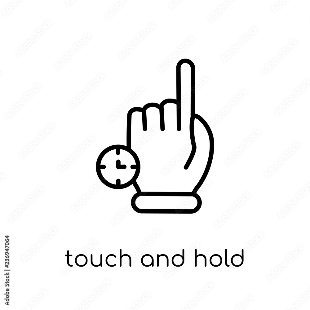 Poster touch and hold icon. trendy modern flat linear vector touch and hold icon on white background from t