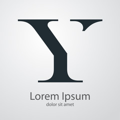Logotipo con letra Y en espacio negativo en fondo gris