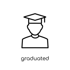 Graduated icon. Trendy modern flat linear vector Graduated icon on white background from thin line Professions collection