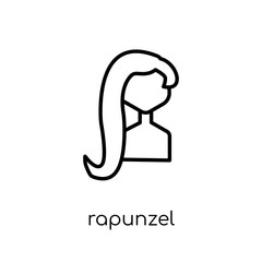rapunzel icon. Trendy modern flat linear vector rapunzel icon on white background from thin line Fairy Tale collection