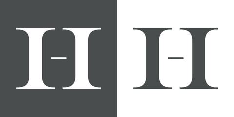 Icono plano letra H espacio negativo en gris y blanco