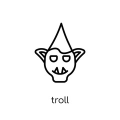 Fototapeta premium Troll icon. Trendy modern flat linear vector Troll icon on white background from thin line Fairy Tale collection