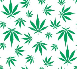Hemp Cannabis Leaf seamless vector pattern