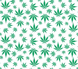Hemp Cannabis Leaf seamless vector pattern