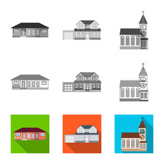 Vector illustration of building and front symbol. Collection of building and roof stock vector illustration.