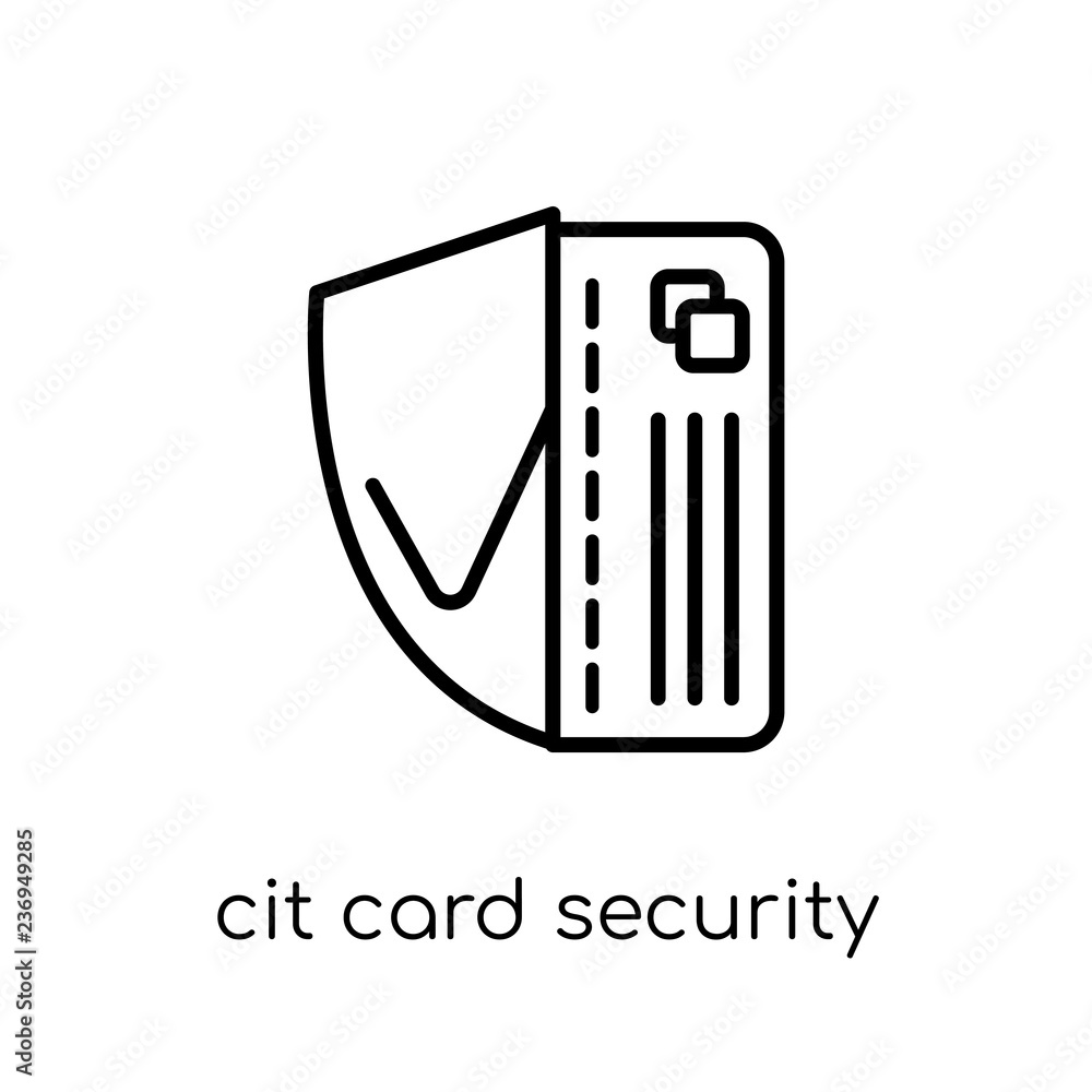 Poster credit card security icon. trendy modern flat linear vector credit card security icon on white backg