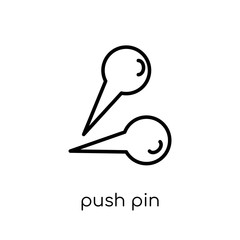 Push pin icon. Trendy modern flat linear vector Push pin icon on white background from thin line Maps and Locations collection