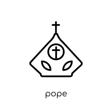 Pope icon. Trendy modern flat linear vector Pope icon on white background from thin line Religion collection