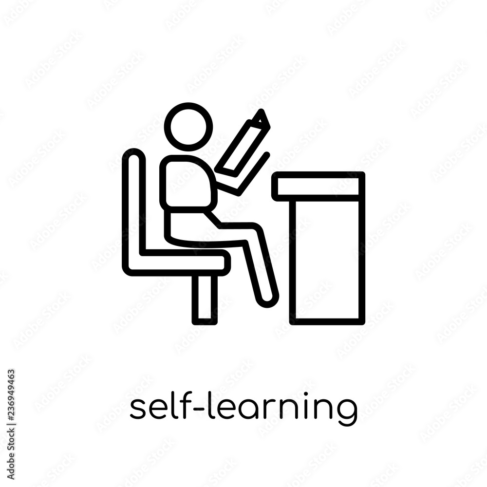 Aufkleber self-learning icon. trendy modern flat linear vector self-learning icon on white background from thi