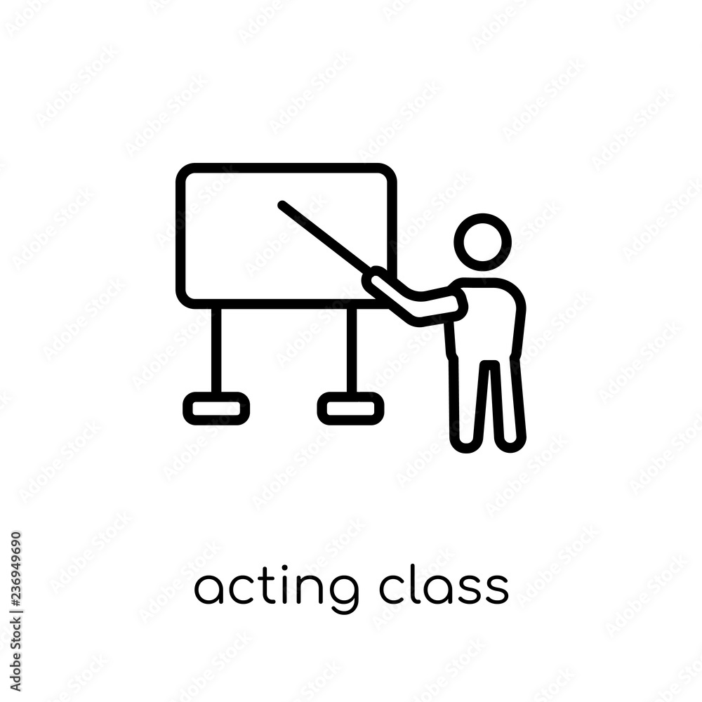 Poster acting class icon. trendy modern flat linear vector acting class icon on white background from thin 