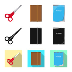 Vector illustration of office and supply icon. Collection of office and school stock symbol for web.