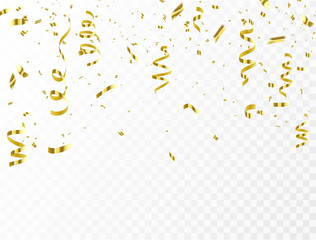 Celebration background template with confetti and gold ribbons set. luxury greeting rich card.