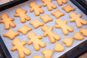 Oven baked Christmas cookies baking tray