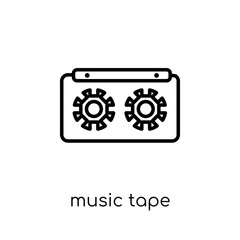 music tape icon. Trendy modern flat linear vector music tape icon on white background from thin line Entertainment collection, outline vector illustration