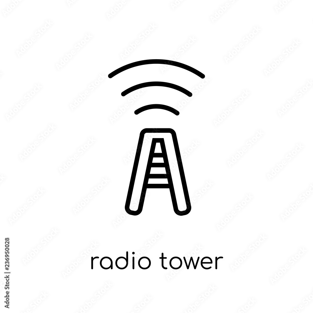 Poster radio tower icon. trendy modern flat linear vector radio tower icon on white background from thin li