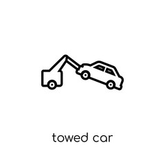 Towed car icon. Trendy modern flat linear vector Towed car icon on white background from thin line Insurance collection